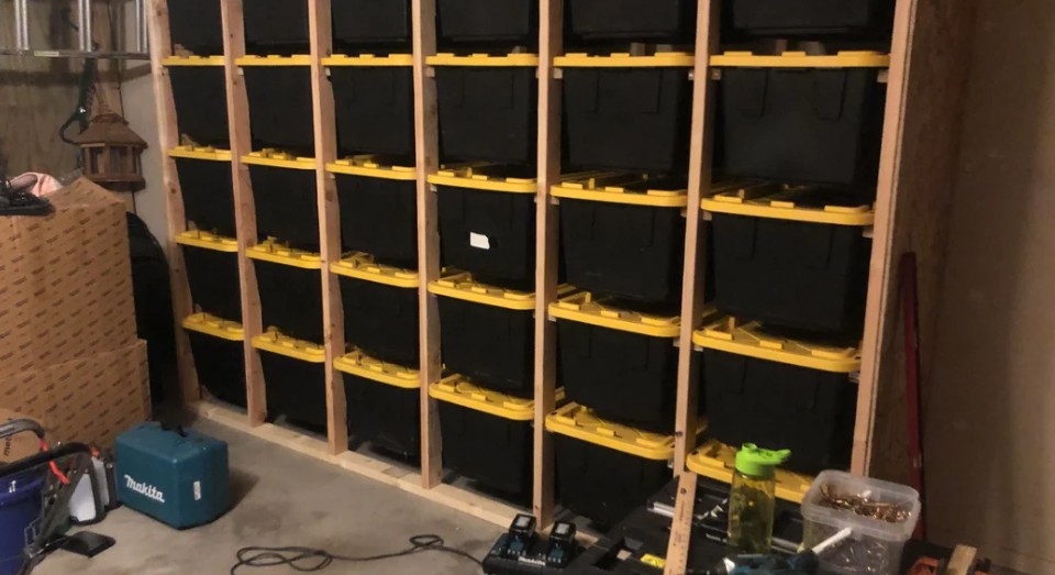 Custom Tote Holders for Garage Organization in Camrose County